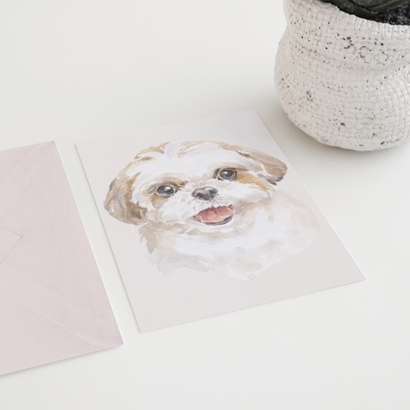 Watercolor Shih Tzu Dog Wall Art Illustration Print Poster Card Unframed - Picture 5 of 7